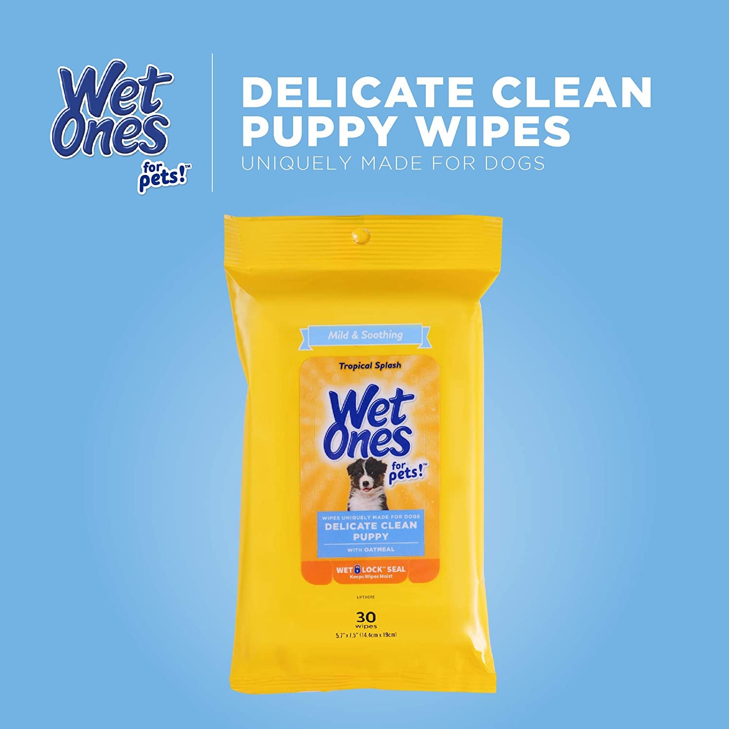 Mild & Soothing Puppy Grooming Wipes in Tropical Splash Scent.