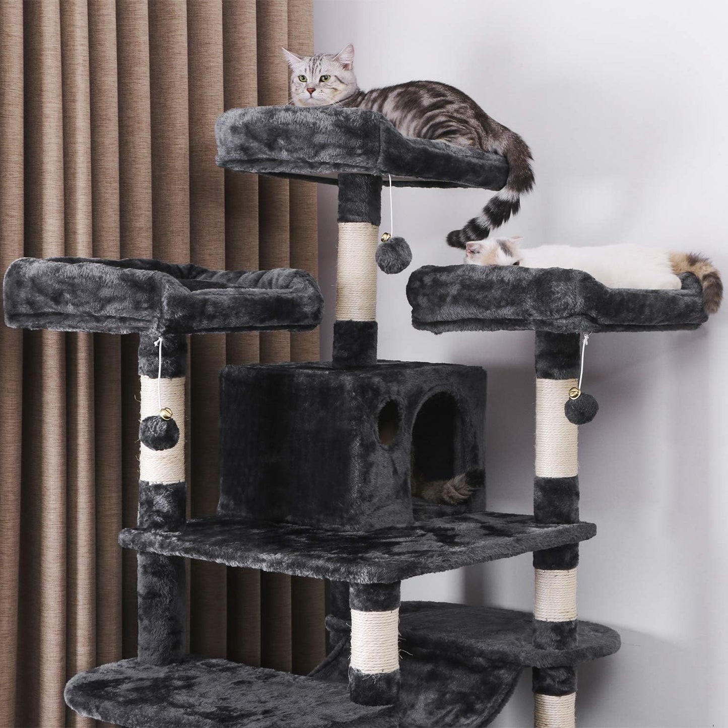 Multi-Level Cat Tree Tower – Large Cat Condo with Perches, Hammock & Scratching Posts 🏡🐱.