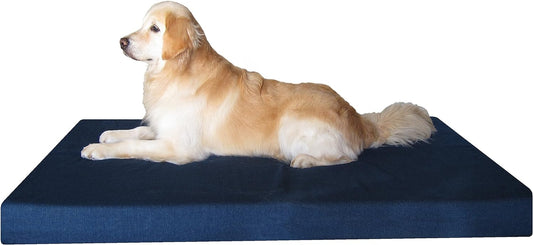 XXL Orthopedic Memory Foam Dog Bed for Large Dogs, Durable Denim Cover, Waterproof Liner and Extra Pet Bed Cover, 55"X37"X4"