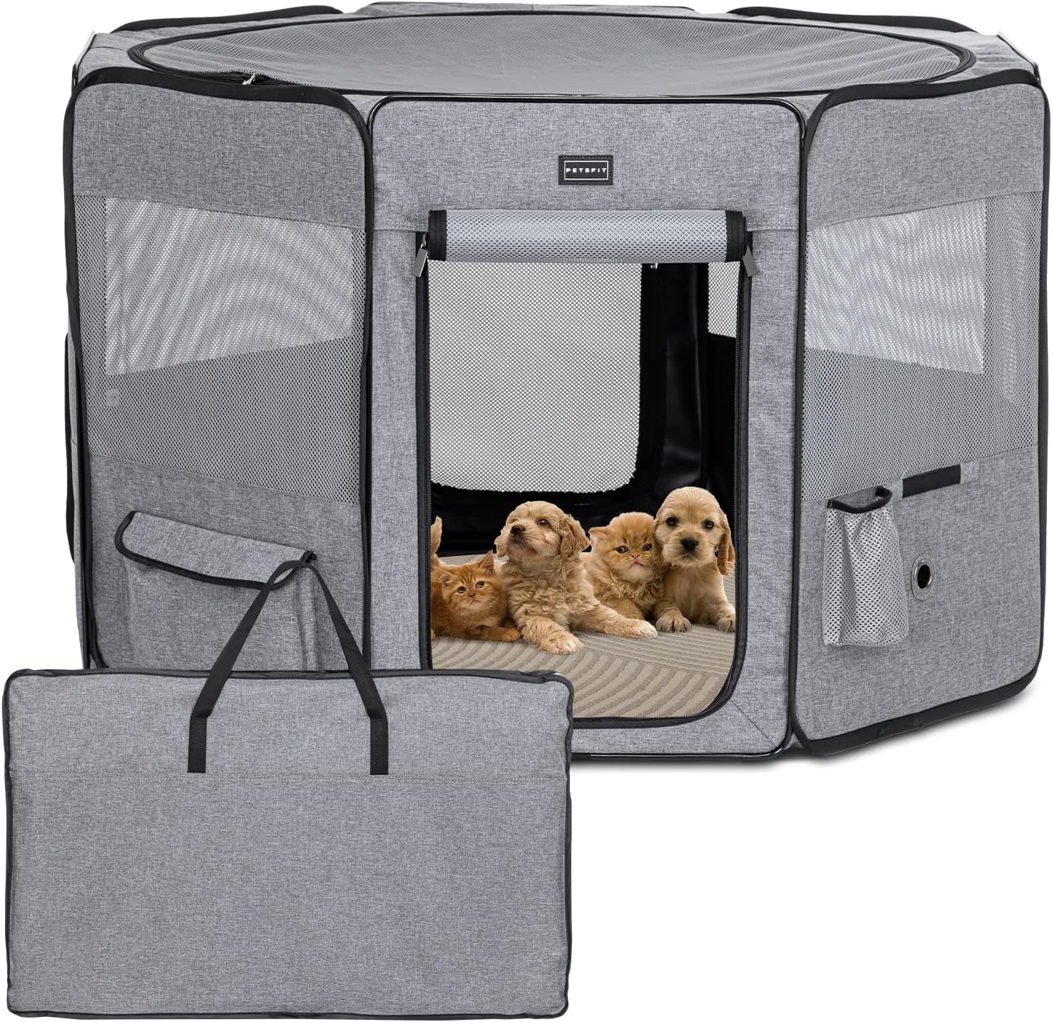 Portable Dog Playpen 36" Portable Pet Play Pens for Small Medium Dogs, Cat Playpen Indoor/Outdoor with Carring Case, Removable Zipper Top and Bottom,Medium (36"X36"X21")