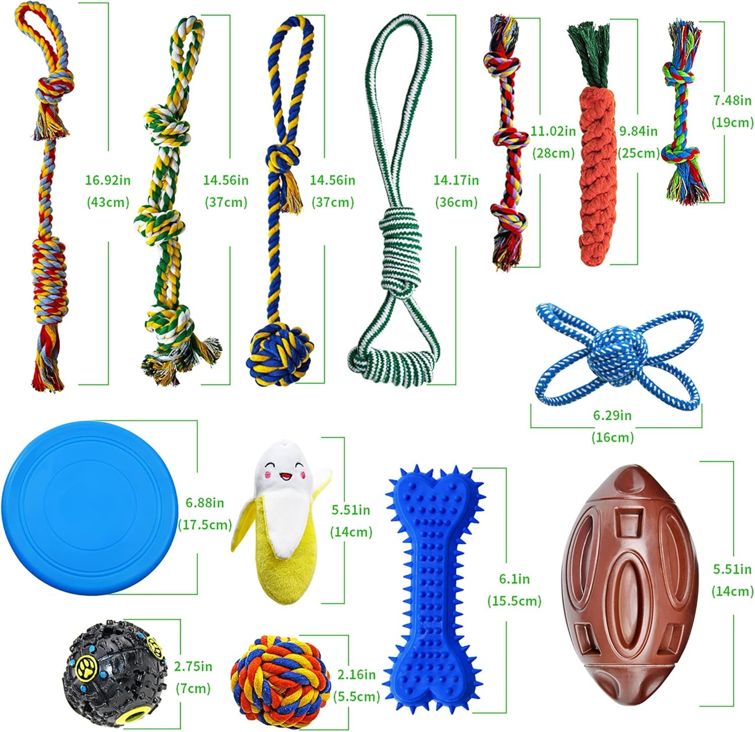 16-Pack Interactive Dog Toy Set – Chew, Tug, Fetch & Treat Dispensing Toys for Small & Medium Dogs 🐶🎾.