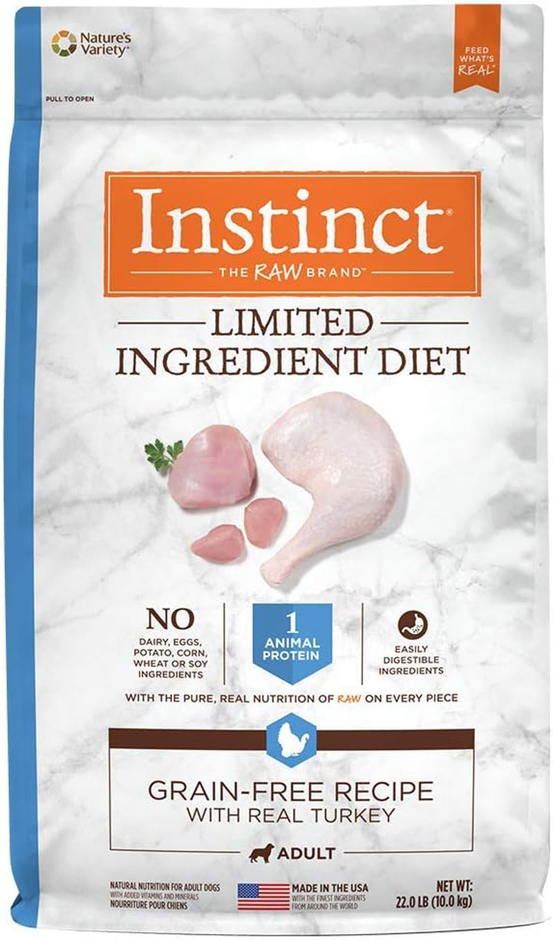 Limited Ingredient Diet, Natural Dry Dog Food, Grain Free Recipe - Real Turkey, 22 Lb. Bag.