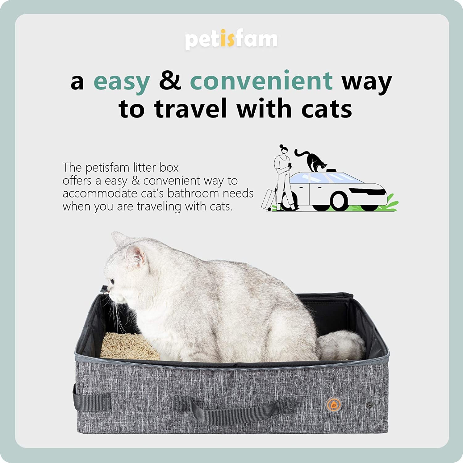 Petisfam Portable Travel Cat Litter Box – Leak-Proof, Lightweight & Foldable 🐱✈️.