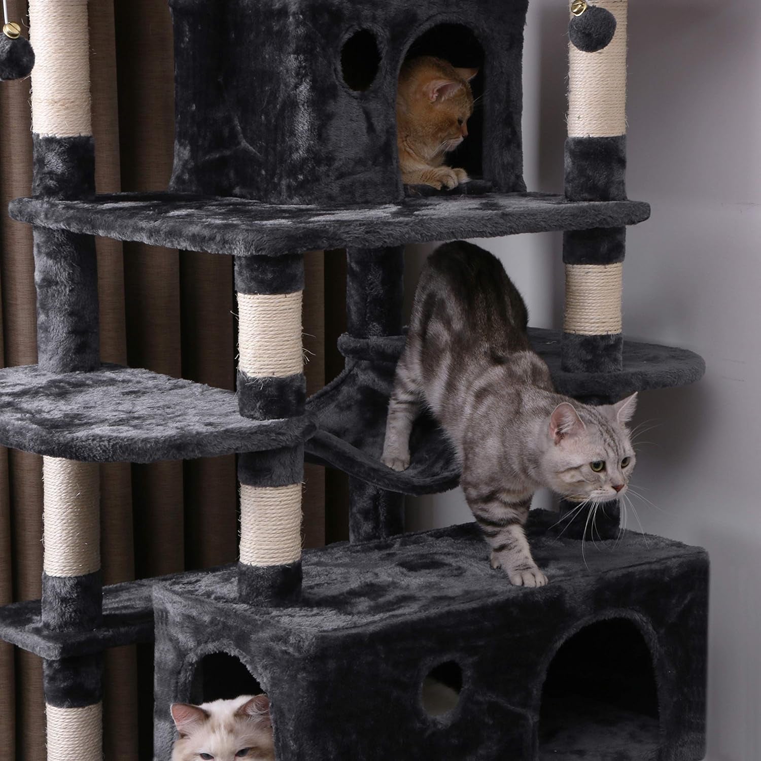 Multi-Level Cat Tree Tower – Large Cat Condo with Perches, Hammock & Scratching Posts 🏡🐱.