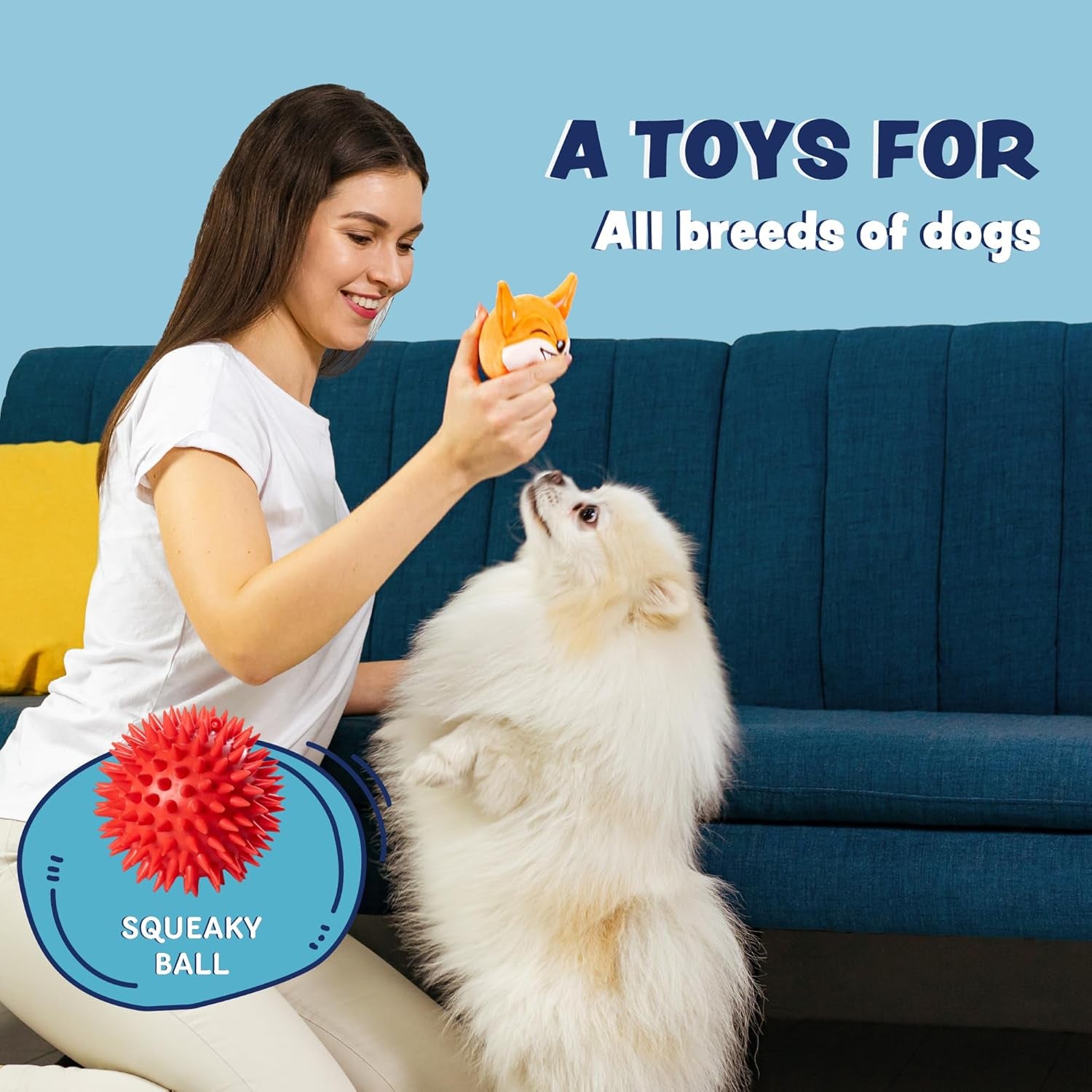 Zenapoki 3-in-1 Interactive Dog Chew Toy – Plush Squeaky Toy for Aggressive Chewers 🐶🎾.