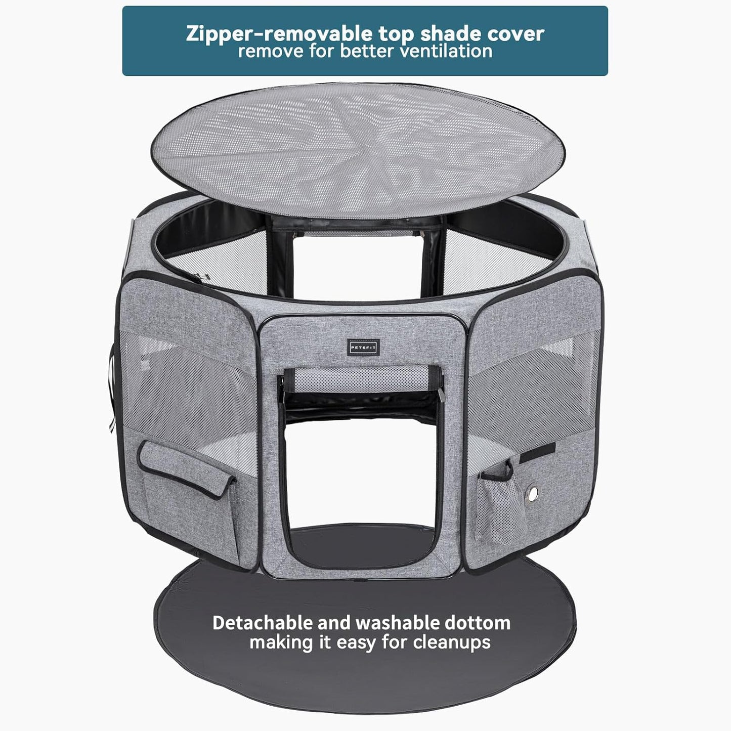 Portable Dog Playpen 36" Portable Pet Play Pens for Small Medium Dogs, Cat Playpen Indoor/Outdoor with Carring Case, Removable Zipper Top and Bottom,Medium (36"X36"X21")