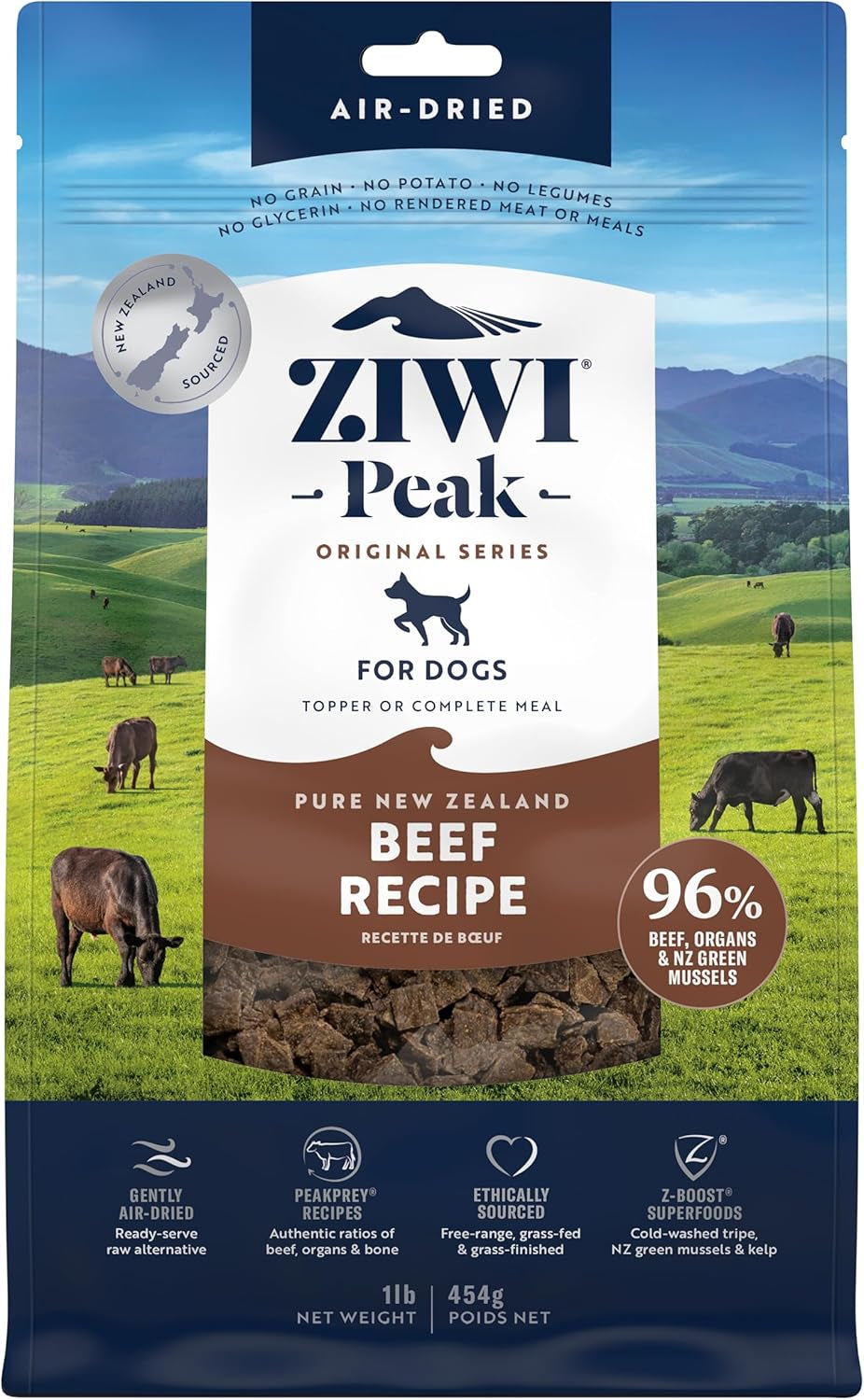 Peak Air-Dried Dog Food – Beef - All Natural, High Protein, Grain Free, Limited Ingredient W/ Superfoods (16Oz).