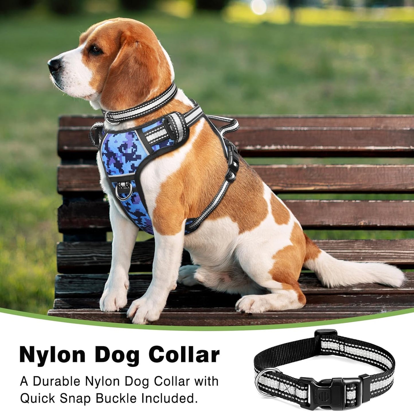 WINSEE No-Pull Dog Harness with Lockable Collar – Adjustable, Reflective & Comfortable 🐶✨.