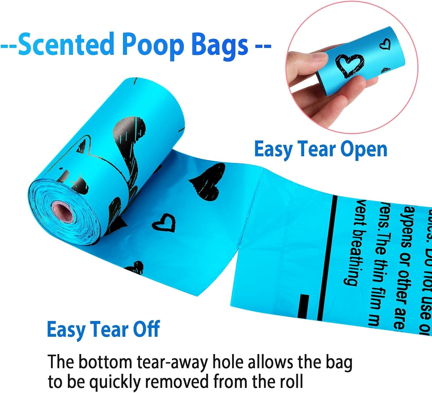 Dog Poop Bag Rolls - 540 Count Dog Waste Bags with Dispenser, Extra Thick Strong Leak Proof Poop Bags for Dogs Doggy | Scented Blue