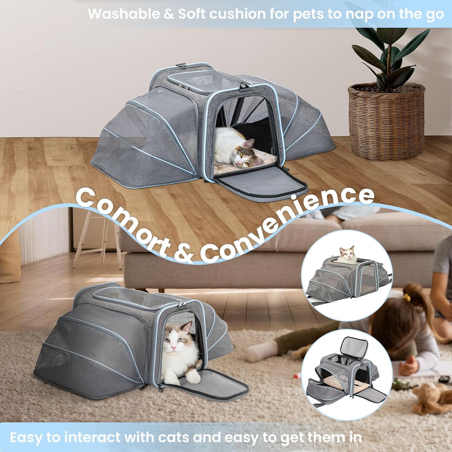 Expandable Soft-Sided Pet Carrier – Airline-Approved, Durable & Comfortable for Travel 🐾✈️.