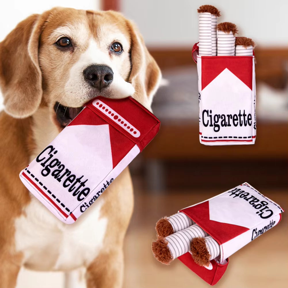 Funny Cigarette Dog Toy – Plush Squeaky Chew Toy for Small & Medium Dogs 🐶🚬.