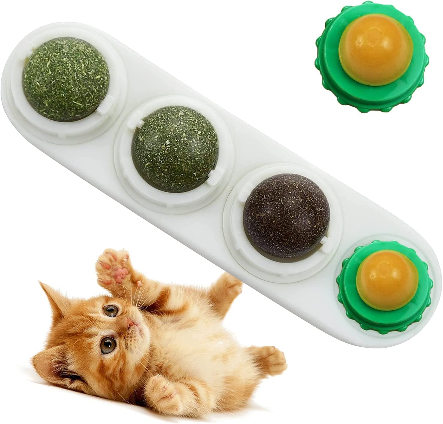 LMUGOOS Rotating Catnip Ball – 100% Natural Catnip & Silvervine Treats for Indoor Cats 🐱🌿.