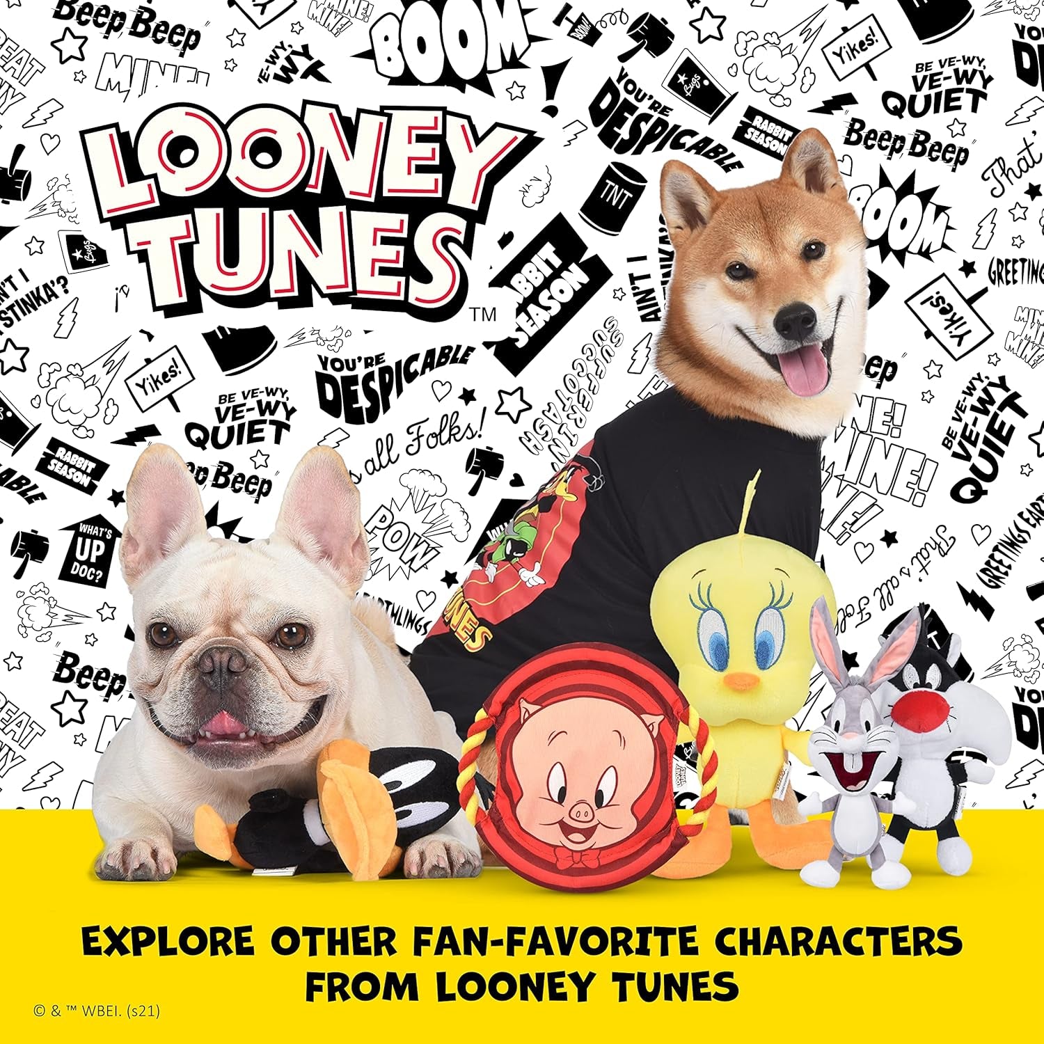 Looney Tunes Halloween Plush Dog Toys – Officially Licensed, Squeaky & Perfect for Small Dogs! 🎃🐶.