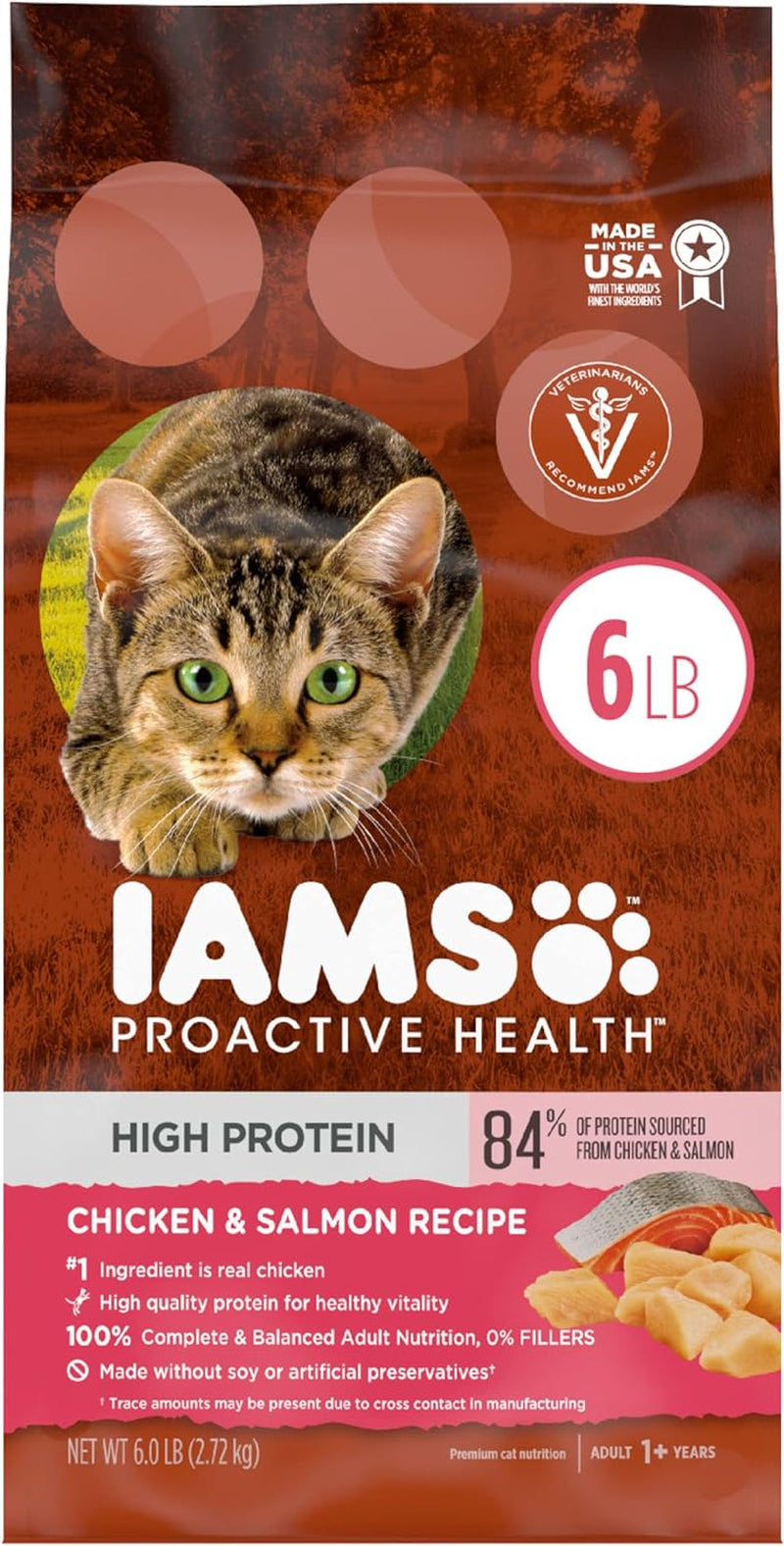 PROACTIVE HEALTH High Protein Adult Dry Cat Food with Chicken & Salmon Cat Kibble, 6 Lb. Bag.