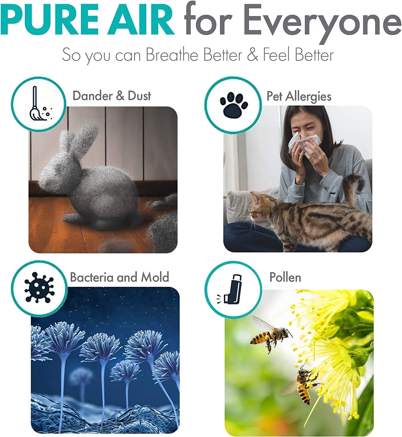 Air Purifier Breathesmart Flex HEPA W/ Voc/Smoke Filter - 1400 Sq. Ft - Perfect for Bedrooms - Captures Allergens, Dust, & Mold + Vocs & Smoke