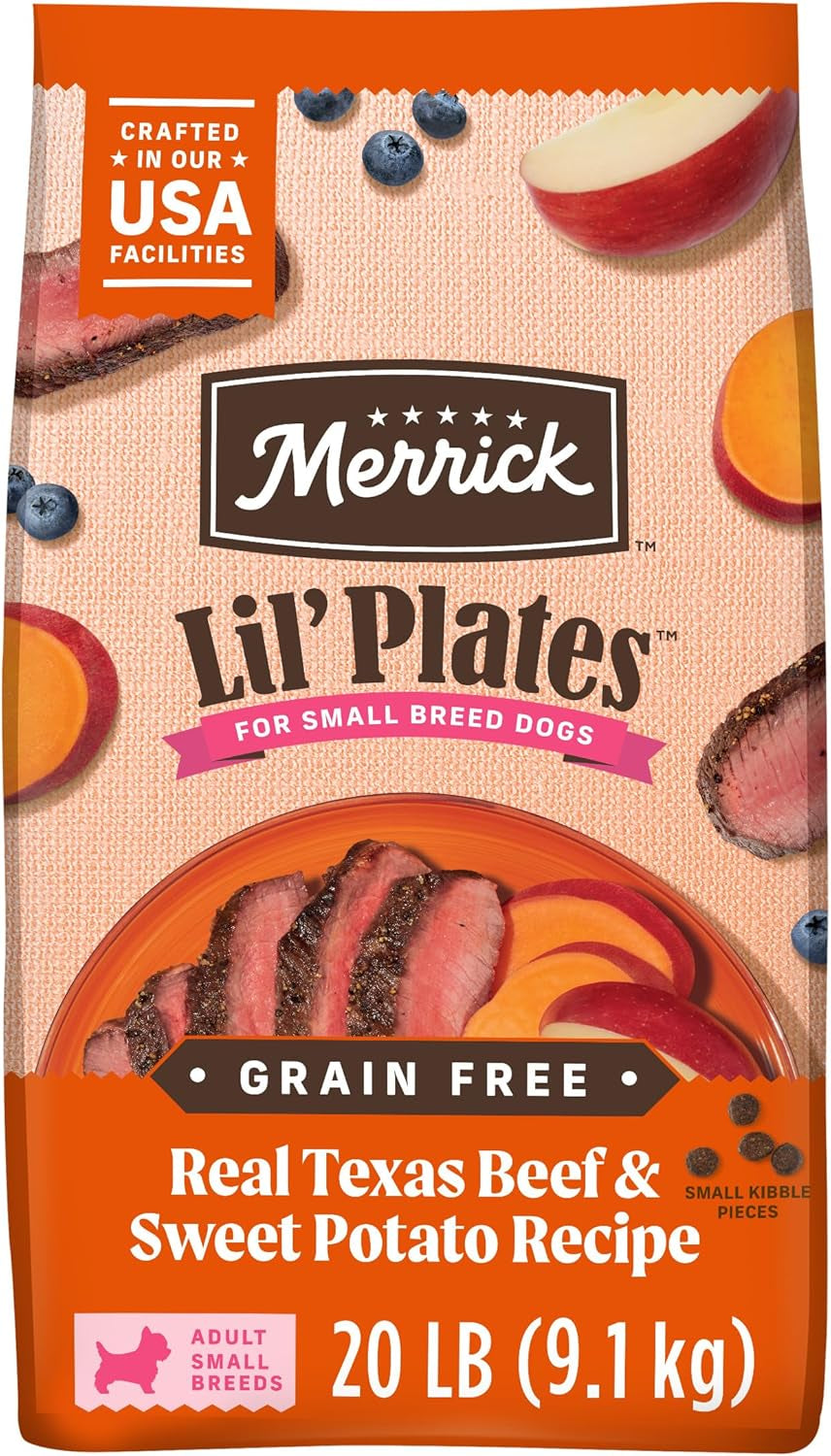 Lil’ Plates Premium Grain Free Dry Dog Food for Small Dogs, Real Texas Beef and Sweet Potato Kibble - 20.0 Lb. Bag.