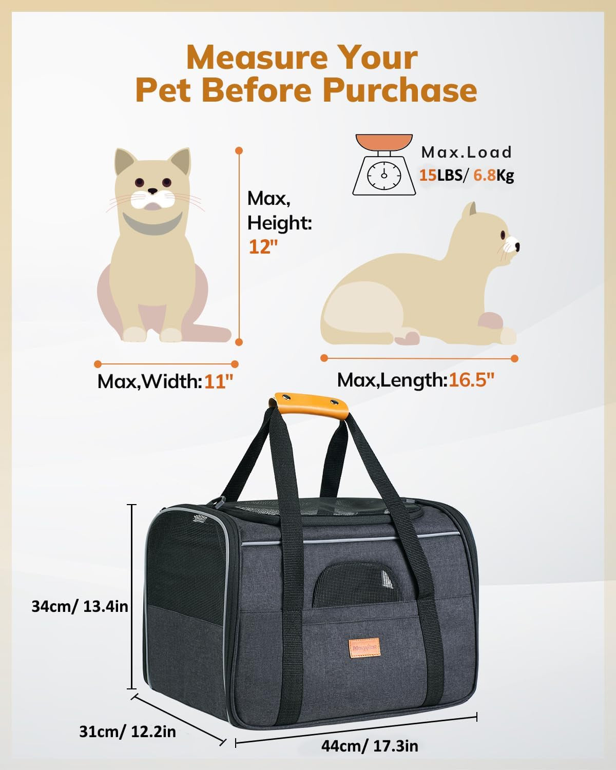 Morpilot Large Cat Carrier – Soft, Spacious & Airline-Approved Pet Travel Bag 🐱✈️.