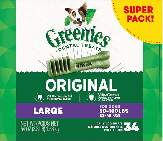 GREENIES Original Large Dental Dog Treats – Natural, Vet-Recommended, & Great for Oral Health 🐶🦷.