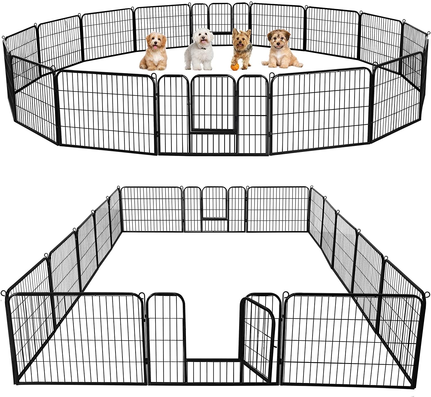 Dog Playpen Outdoor 24 Inch 16 Panels Indoor Dog Fence Metal Dog Pen Heavy Duty Pet Puppy Exercise Pen for RV Camping Garden Yard