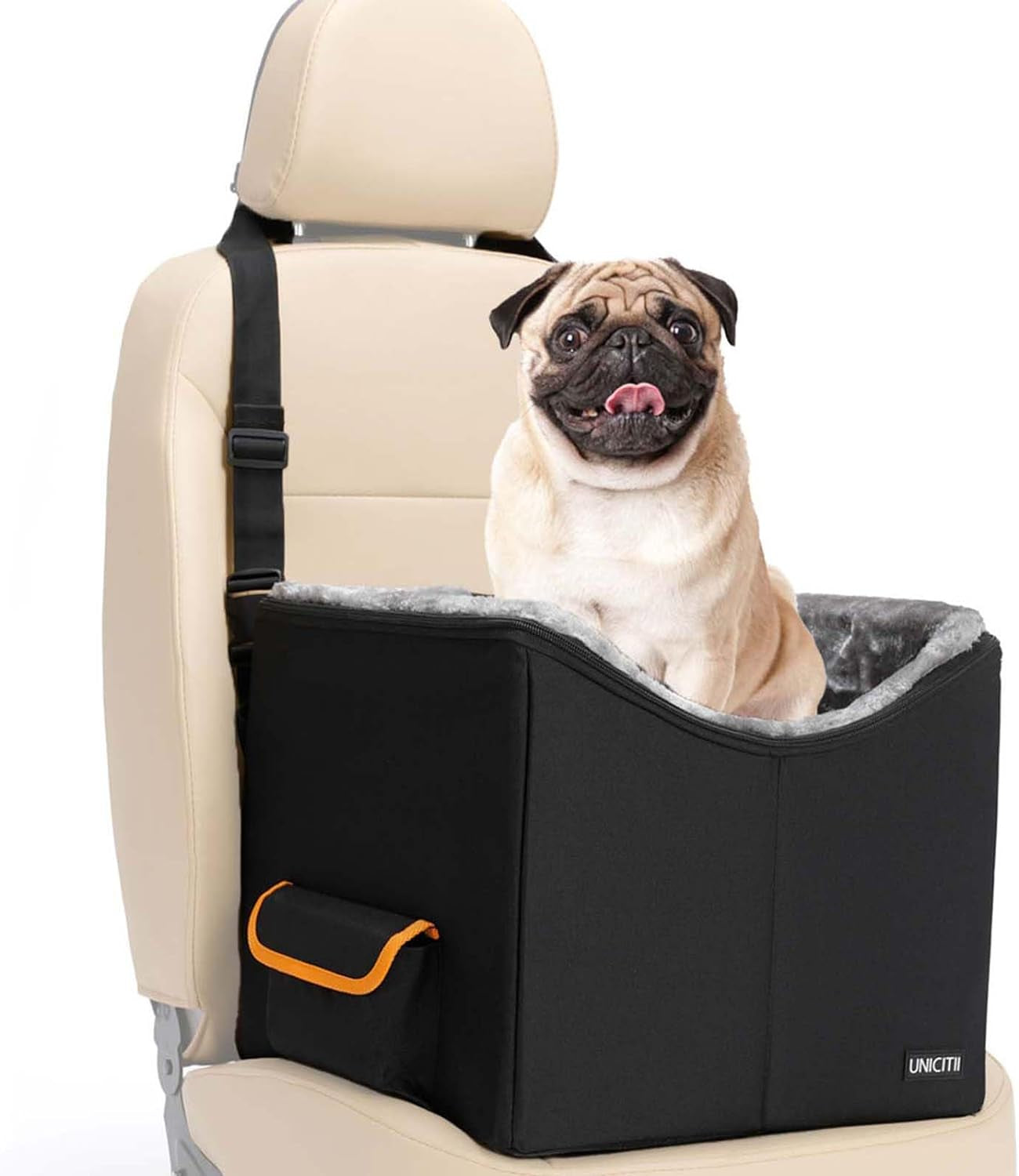 UNICITII Elevated Dog Booster Car Seat – Safe, Comfortable & Secure Travel for Small Dogs & Cats 🚗🐶.