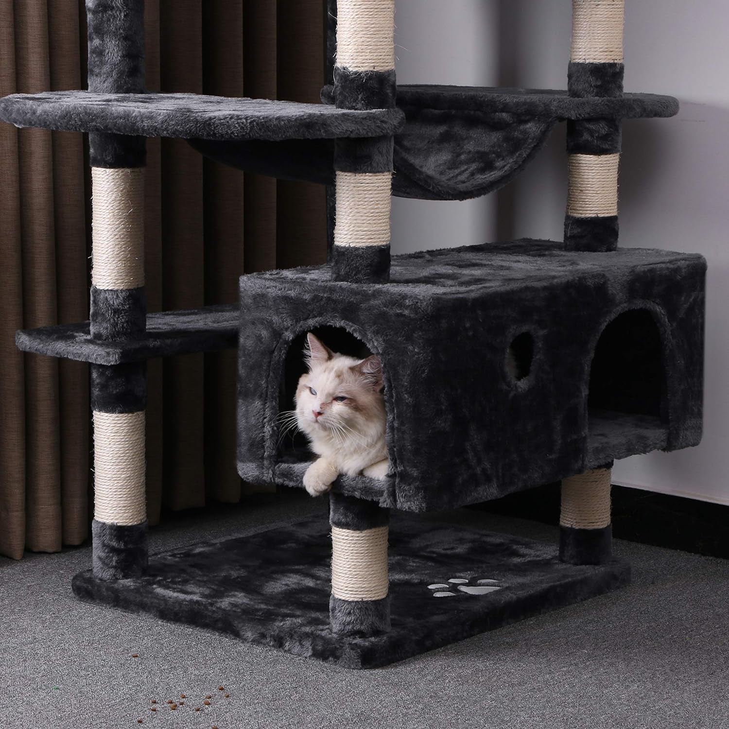 Multi-Level Cat Tree Tower – Large Cat Condo with Perches, Hammock & Scratching Posts 🏡🐱.